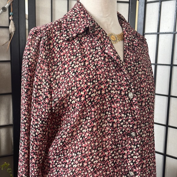 Sheer Print Button Down Blouse - Picture 7 of 7